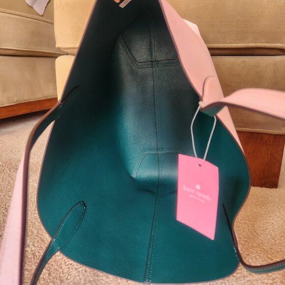 NWT Kate Spade Pineapple Colada Reversible Leather Tote With Matching Wristlet - Picture 5 of 15